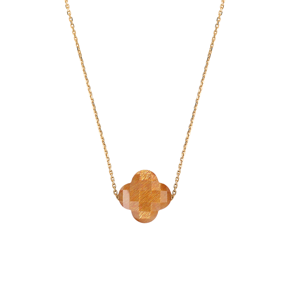 Collier, Pierre De Soleil Doré, Or Jaune