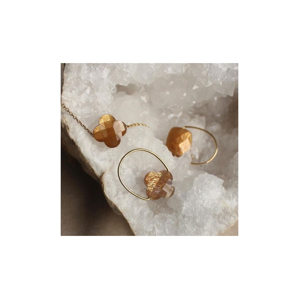 Collier, Pierre De Soleil Doré, Or Jaune