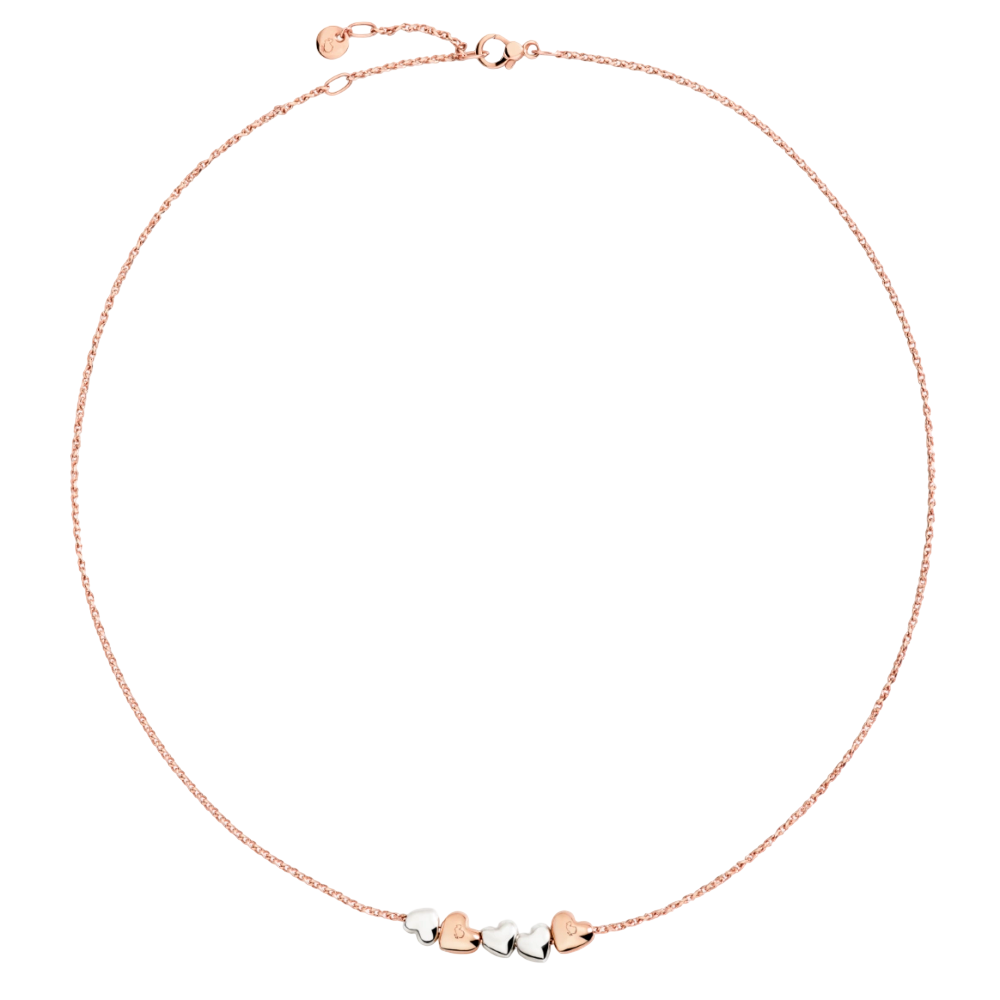 Collier Cœur Or Rose Et Argent