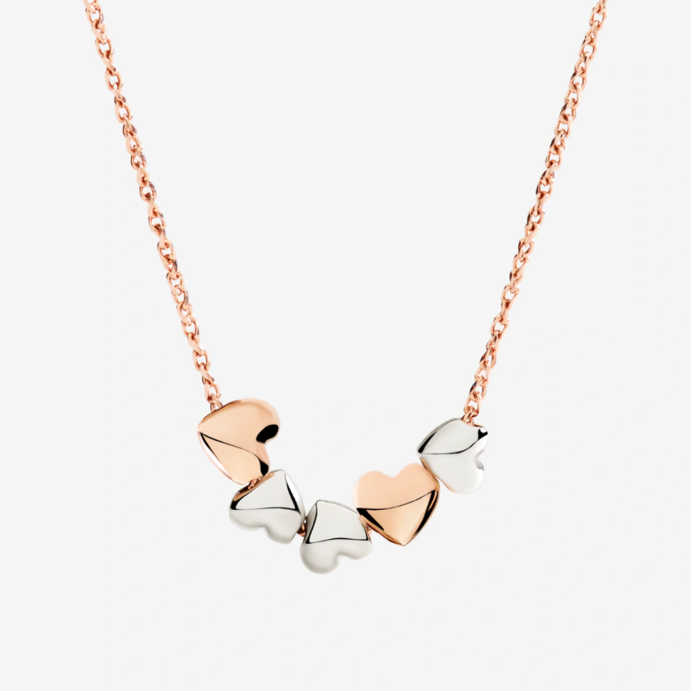 Collier Cœur Or Rose Et Argent