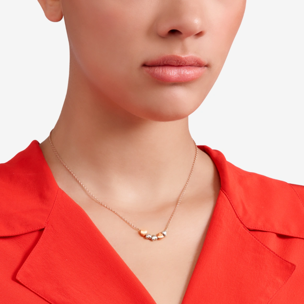 Collier Cœur Or Rose Et Argent