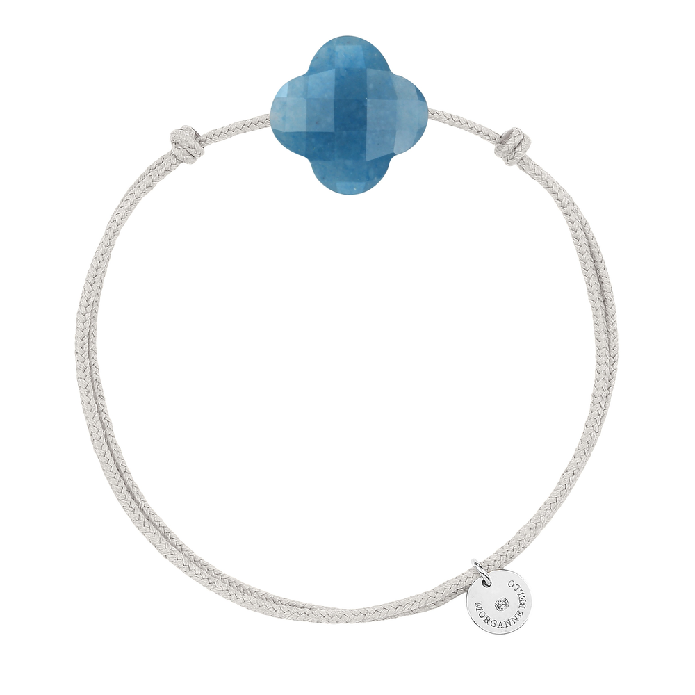 Bracelet, Quartz Bleu, Cordon Gris Souris