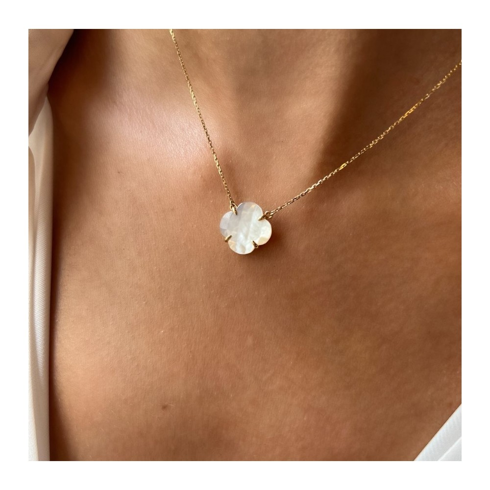 Collier Victoria, Nacre Blanche, Or Jaune