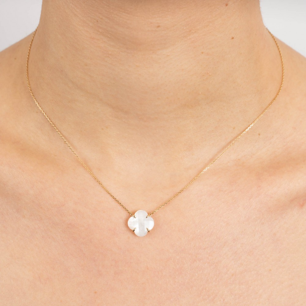 Collier Victoria, Nacre Blanche, Or Jaune