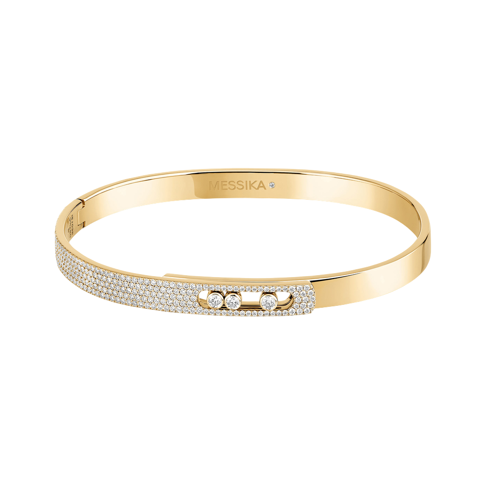 Bracelet Move Noa semi-pavé, petit modèle Bangle bracelet diamant semi pavé en or jaune Move Noa