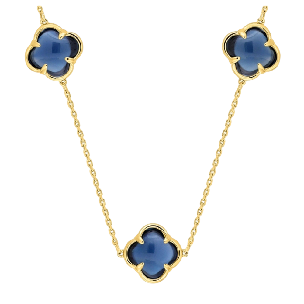 Collier, Topaze Blue London, Or Jaune