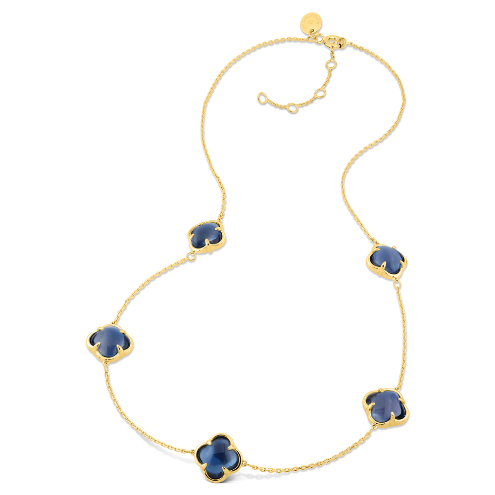 Collier, Topaze Blue London, Or Jaune