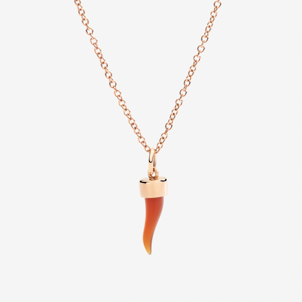 Pendentif Corne Or Rose Et Cornaline