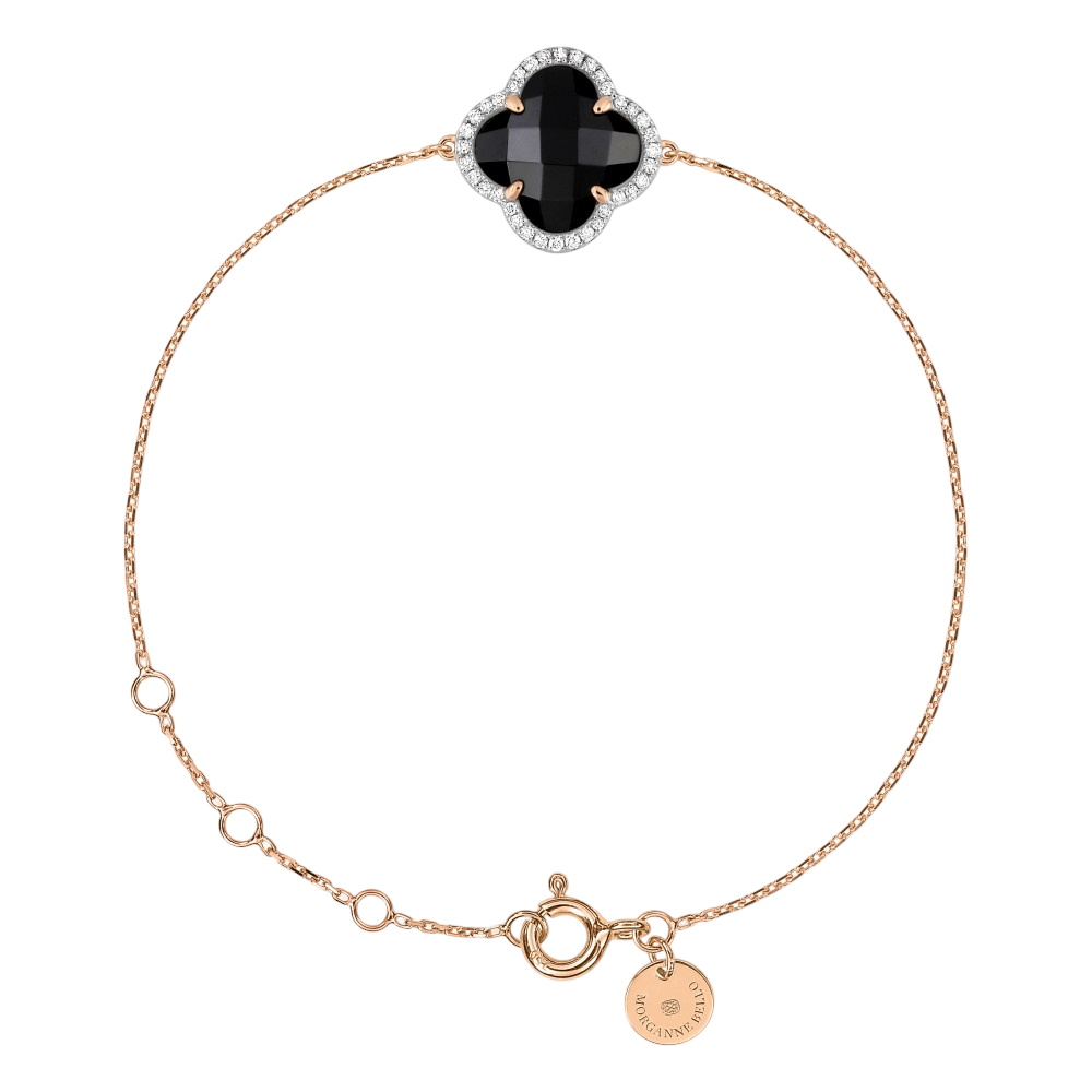 Bracelet, Onyx, Diamants, Or Rose