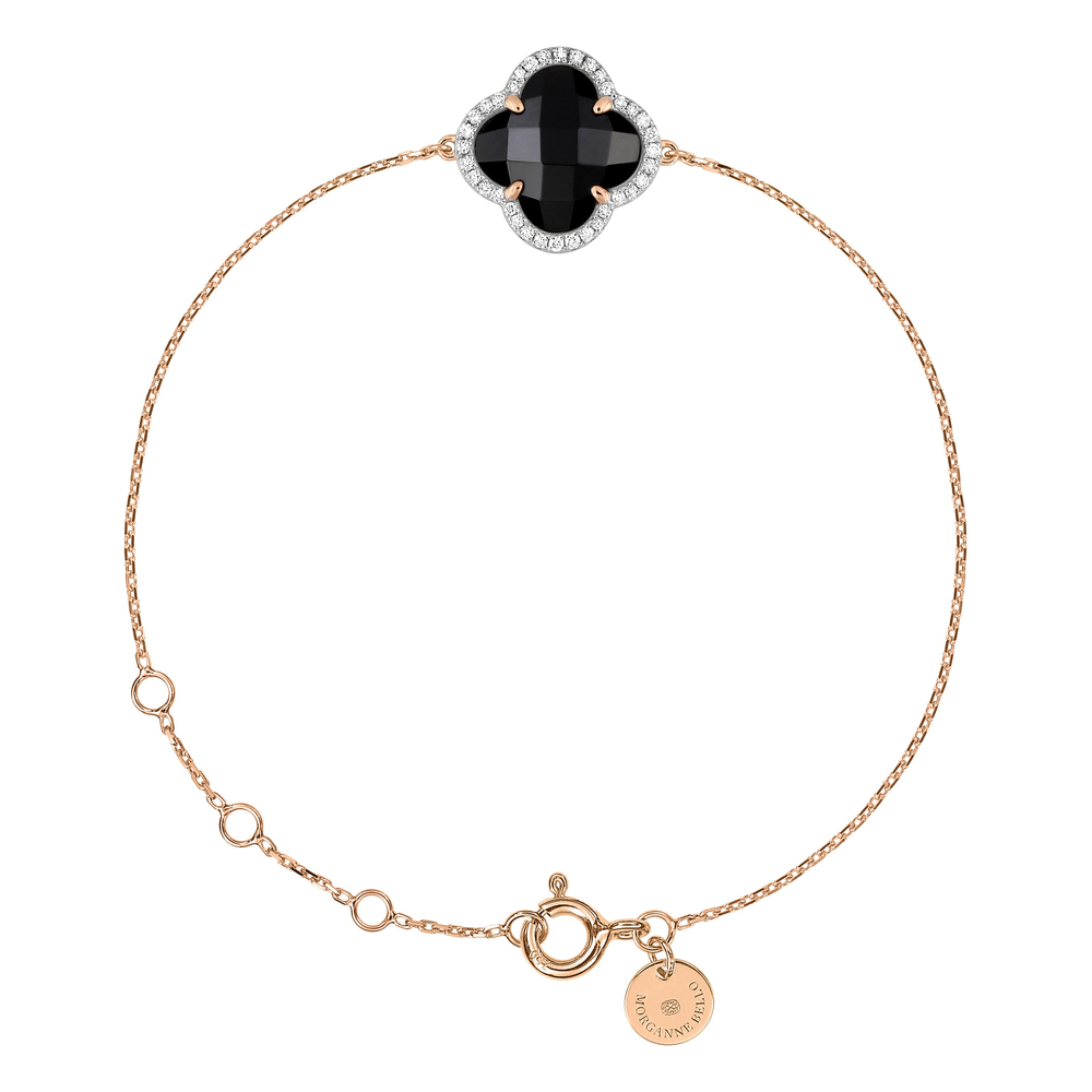 Bracelet, Onyx, Diamants, Or Rose