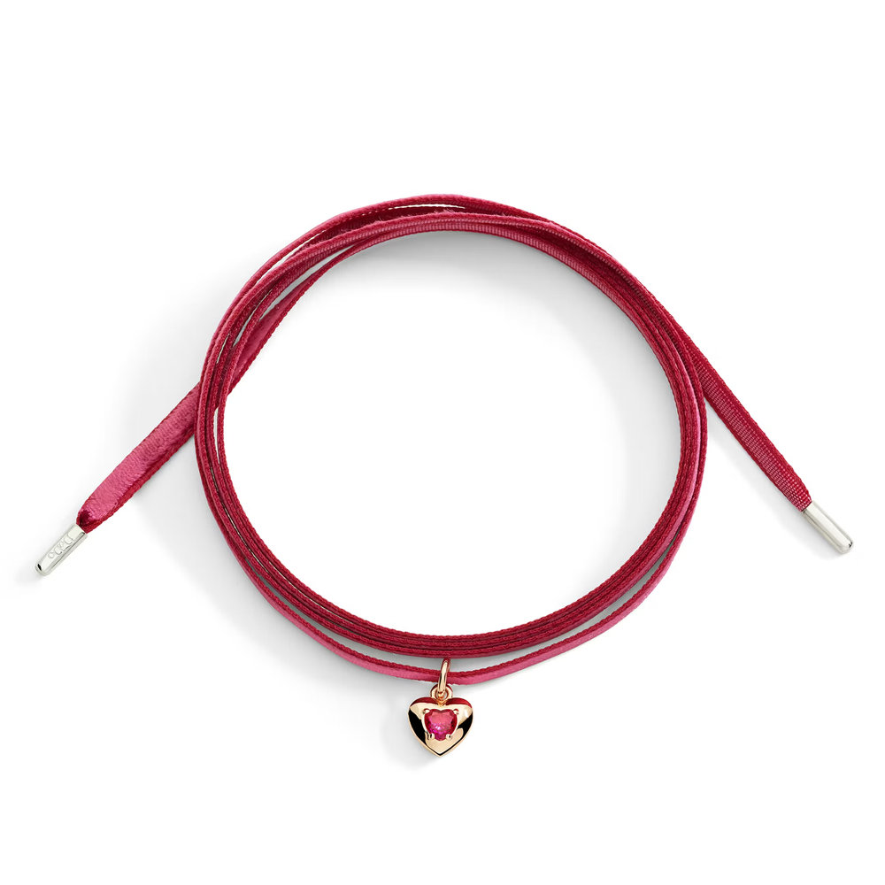 Pendentif Cœur Or Rose Et Rubis Synthétique