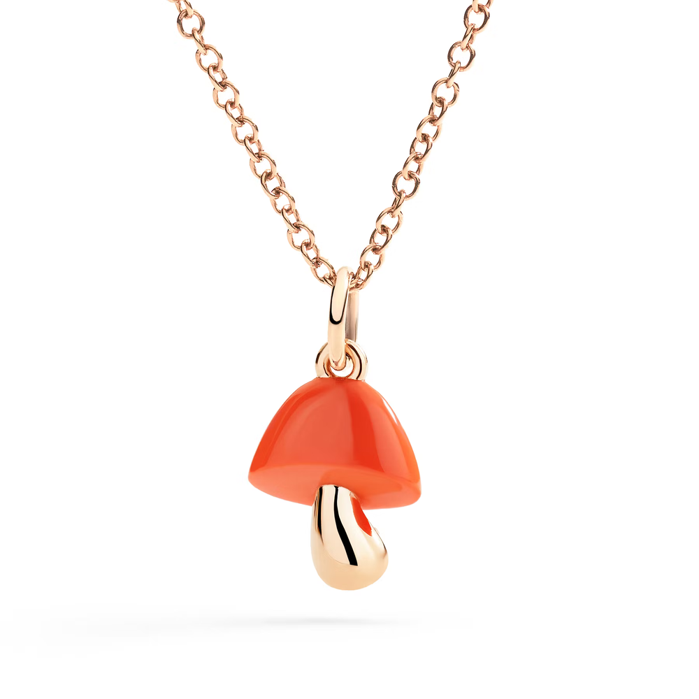 Pendentif Petit Champignon Or Rose Et Émail Hyceram