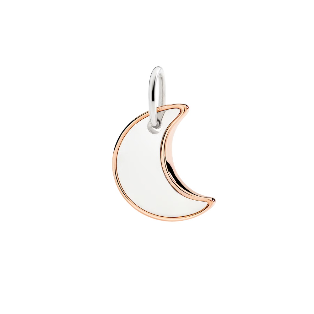 Pendentif Xl Luna Argent Et Or Rose