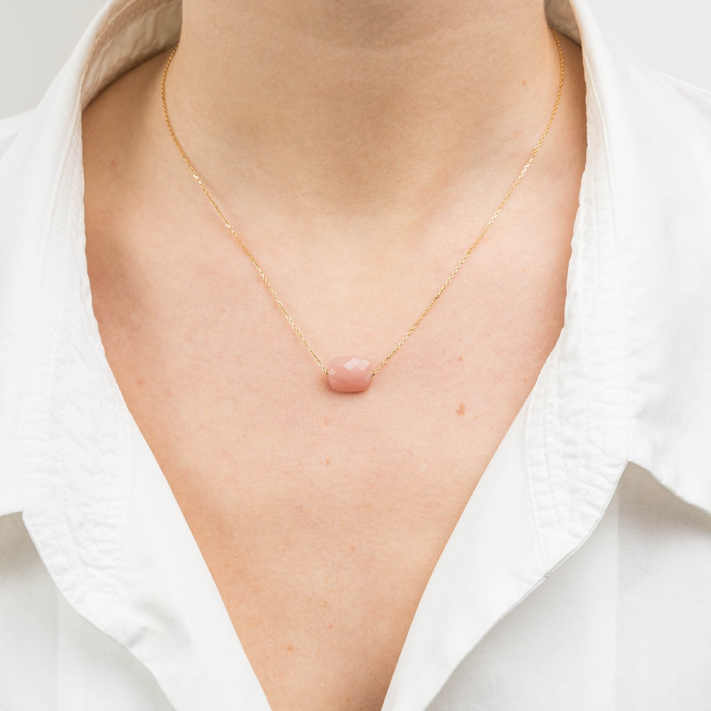 Collier, Quartz Guava, Or Jaune