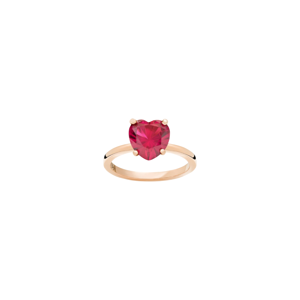 Bague Cœur Or Rose & Rubis Synthétique