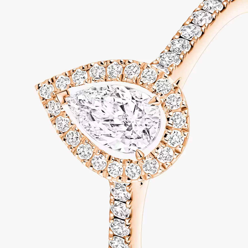 Bague solitaire Joy taille poire, petit modèle Bague diamant en or rose Joy