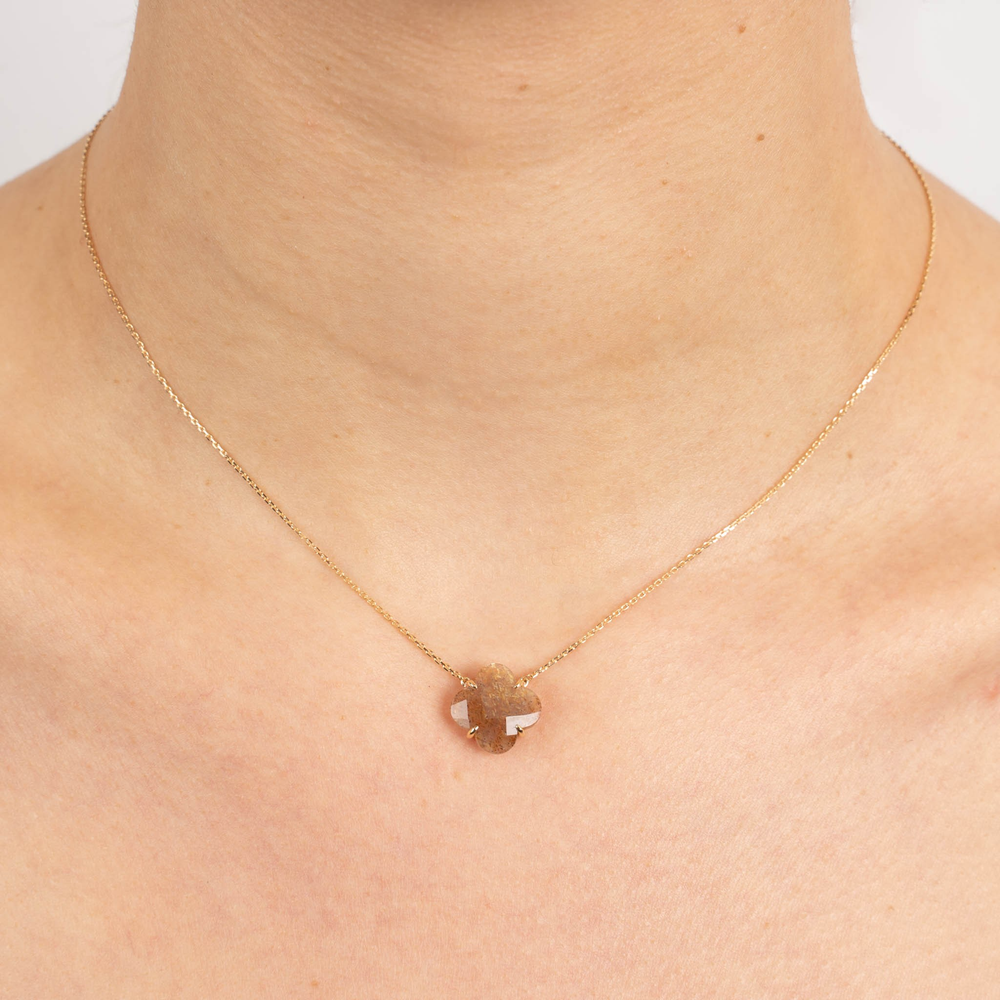 Collier, Pierre De Soleil, Or Jaune