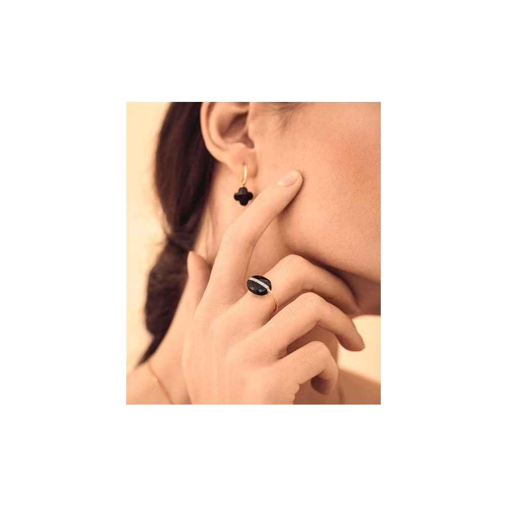 Bague, Onyx, Diamants, Or Rose