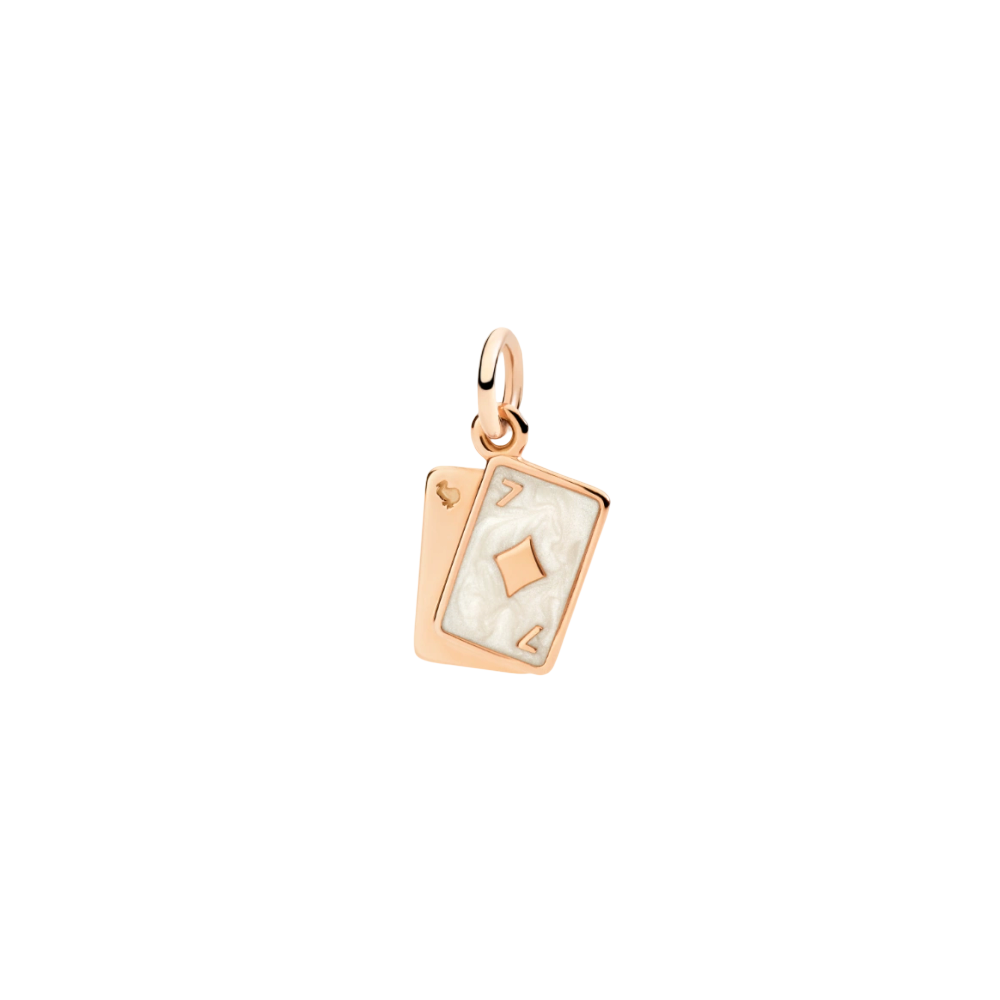 Pendentif Cartes À Jouer Or Rose Et Émail