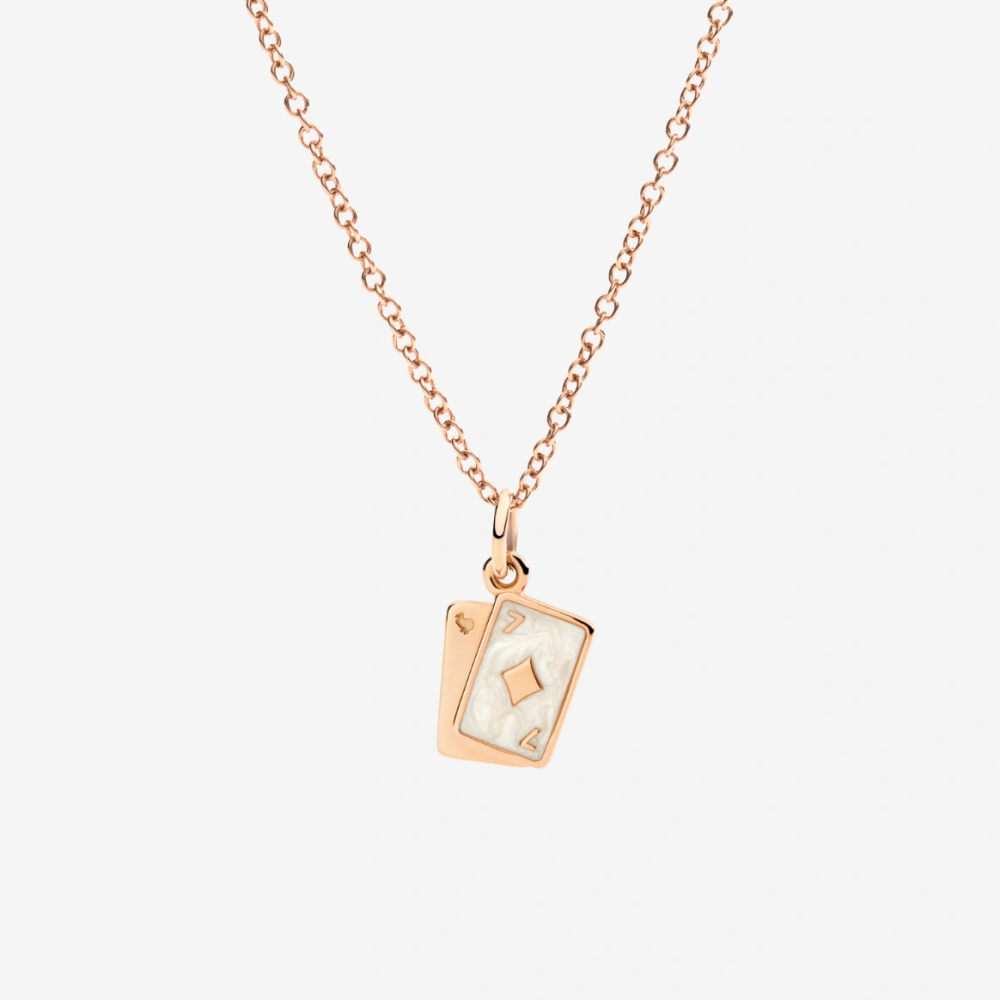 Pendentif Cartes À Jouer Or Rose Et Émail