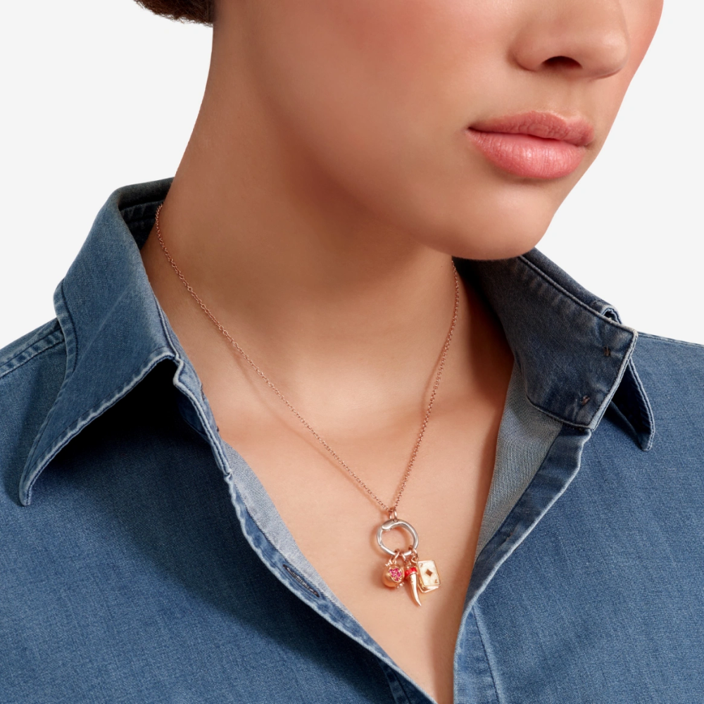 Pendentif Cartes À Jouer Or Rose Et Émail