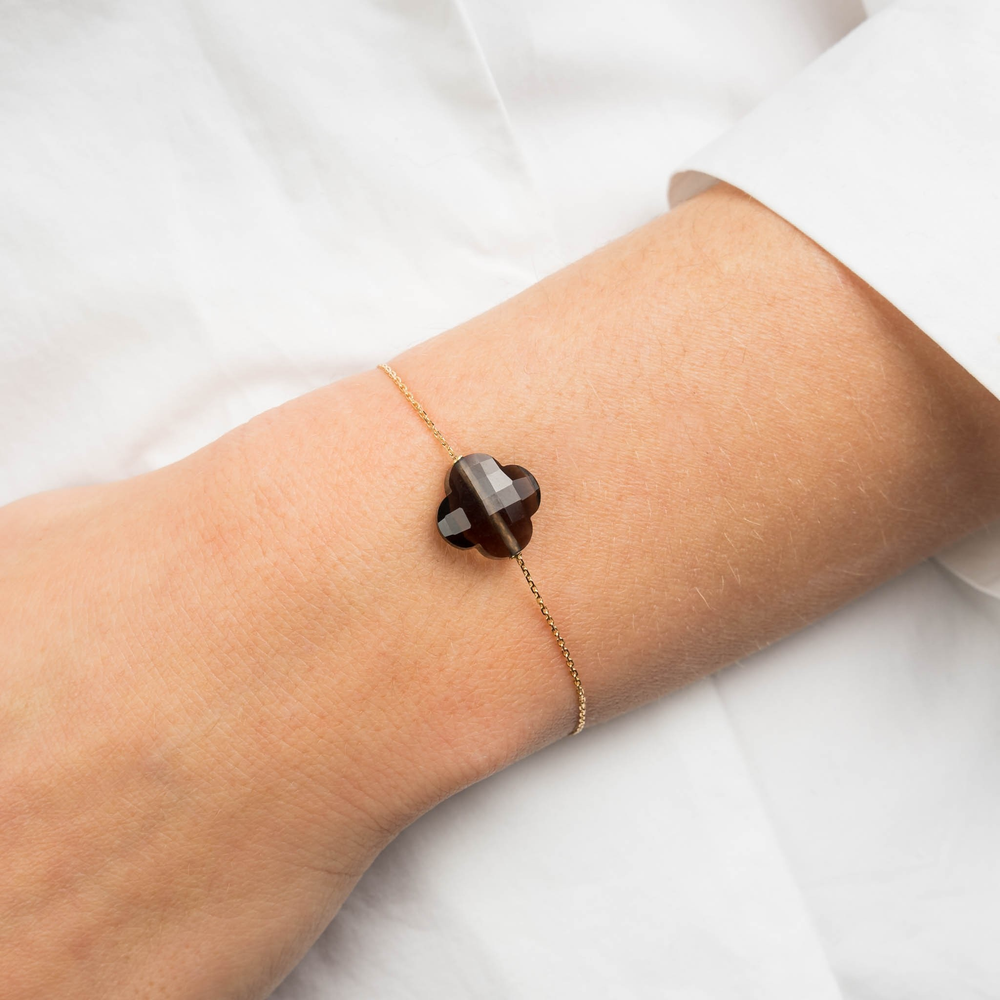 Bracelet, Quartz Fume, Or Jaune