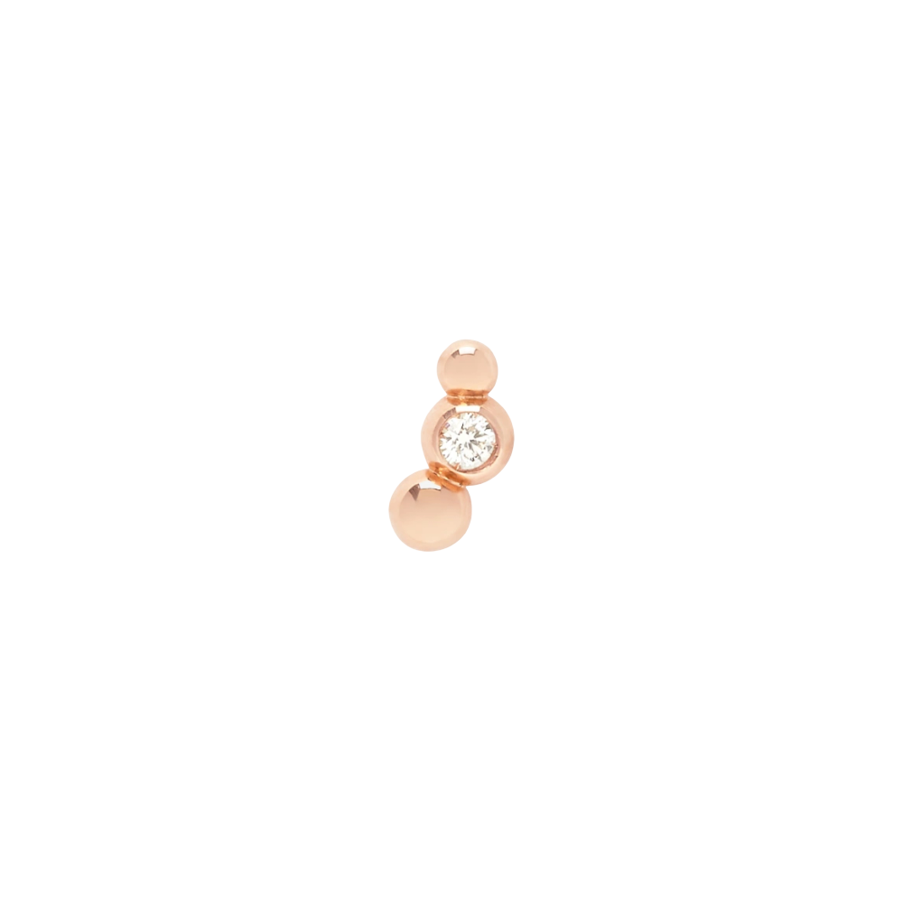 Boucle D'oreille Stud Bollicine Or Rose & Diamant