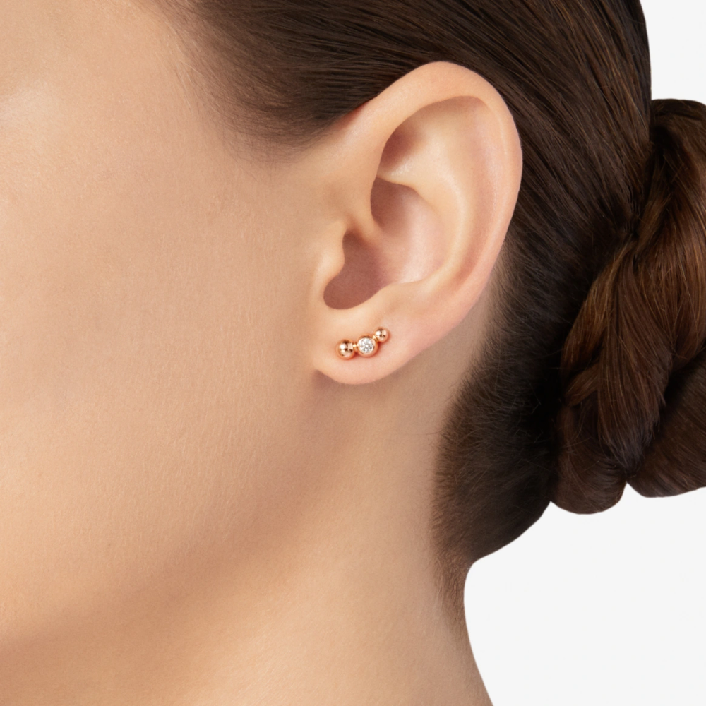 Boucle D'oreille Stud Bollicine Or Rose & Diamant