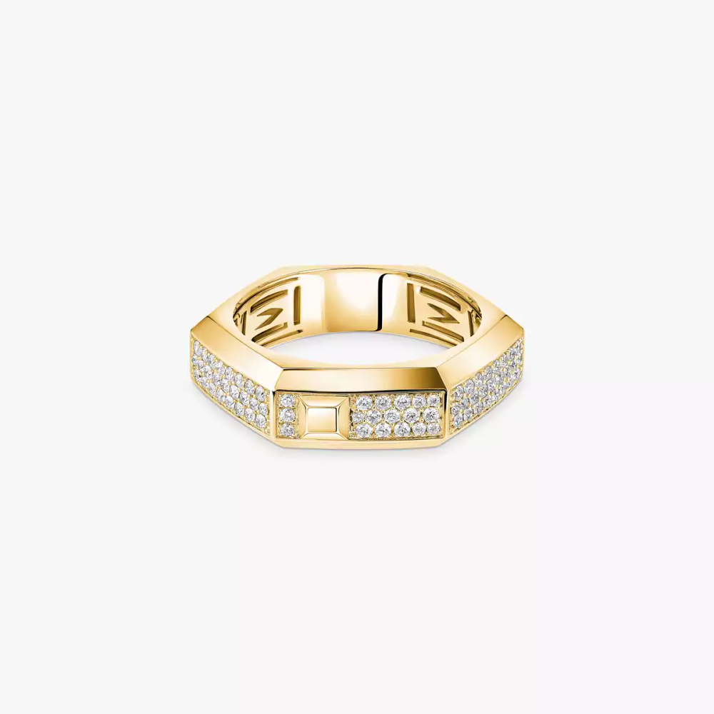 Bague Moderniste pavée, moyen modèle