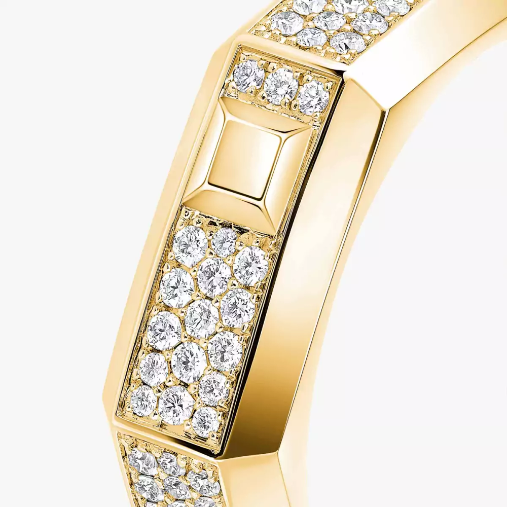 Bague Moderniste pavée, moyen modèle