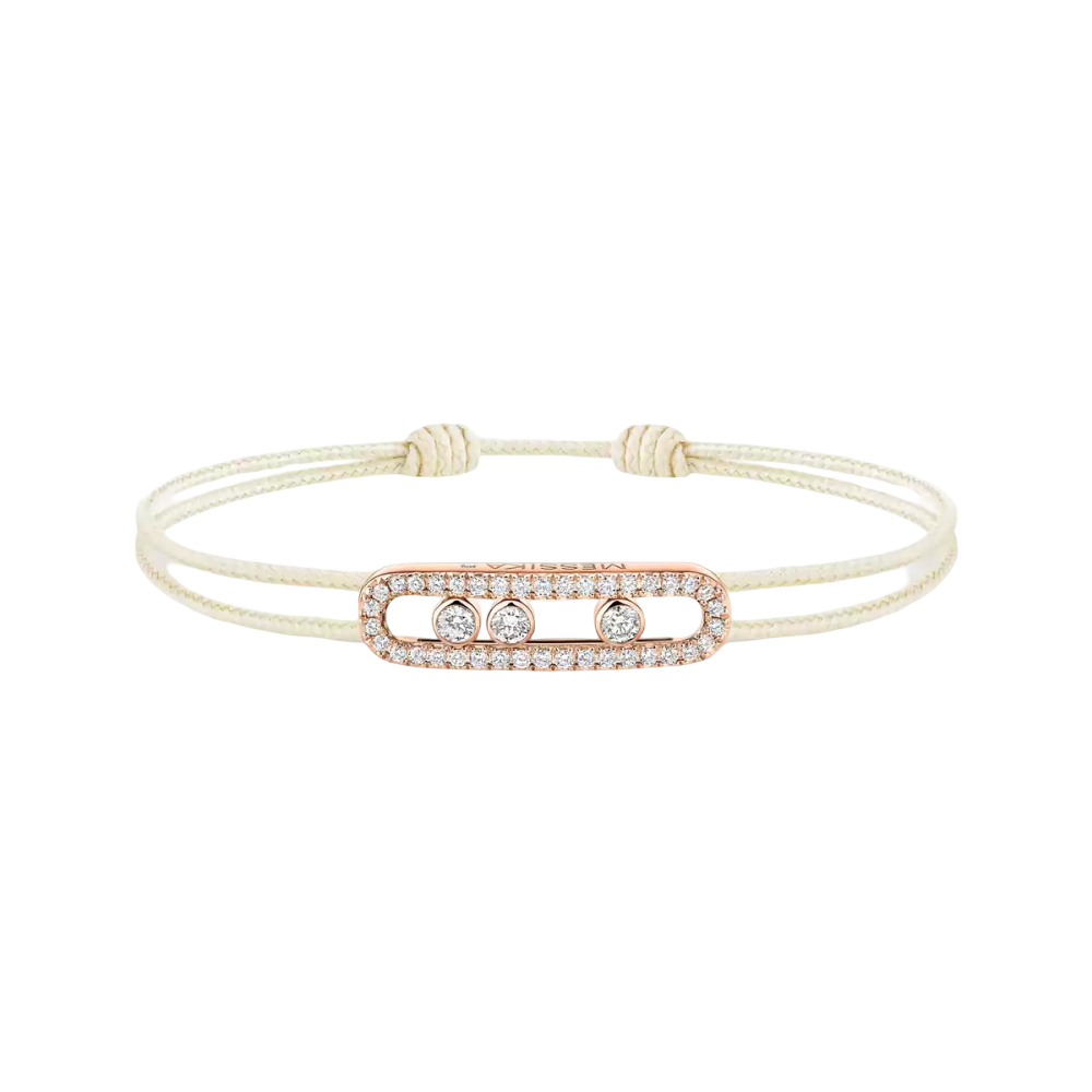 Bracelet cordon Messika Care(s) crème pavé