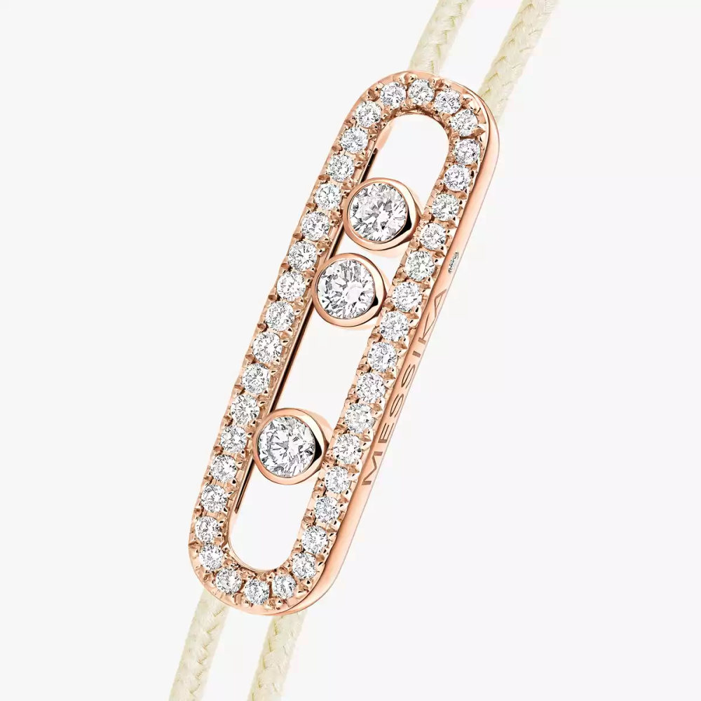 Bracelet cordon Messika Care(s) crème pavé
