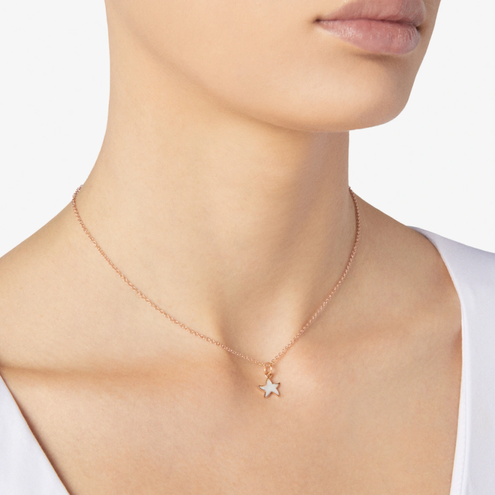 Pendentif Stellina Or Rose & Émail