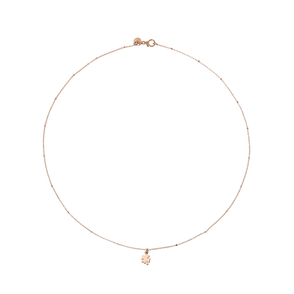 Collier Mini Trèfle À Quatre Feuilles Or Rose