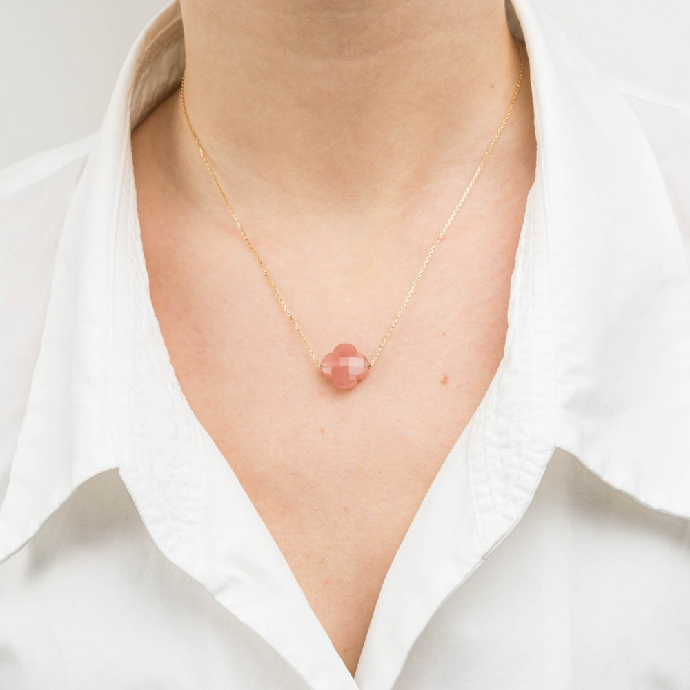 Collier, Quartz Guava, Or Jaune