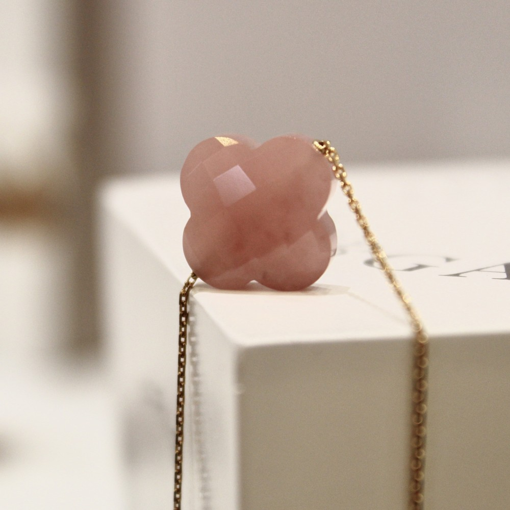 Collier, Quartz Guava, Or Jaune