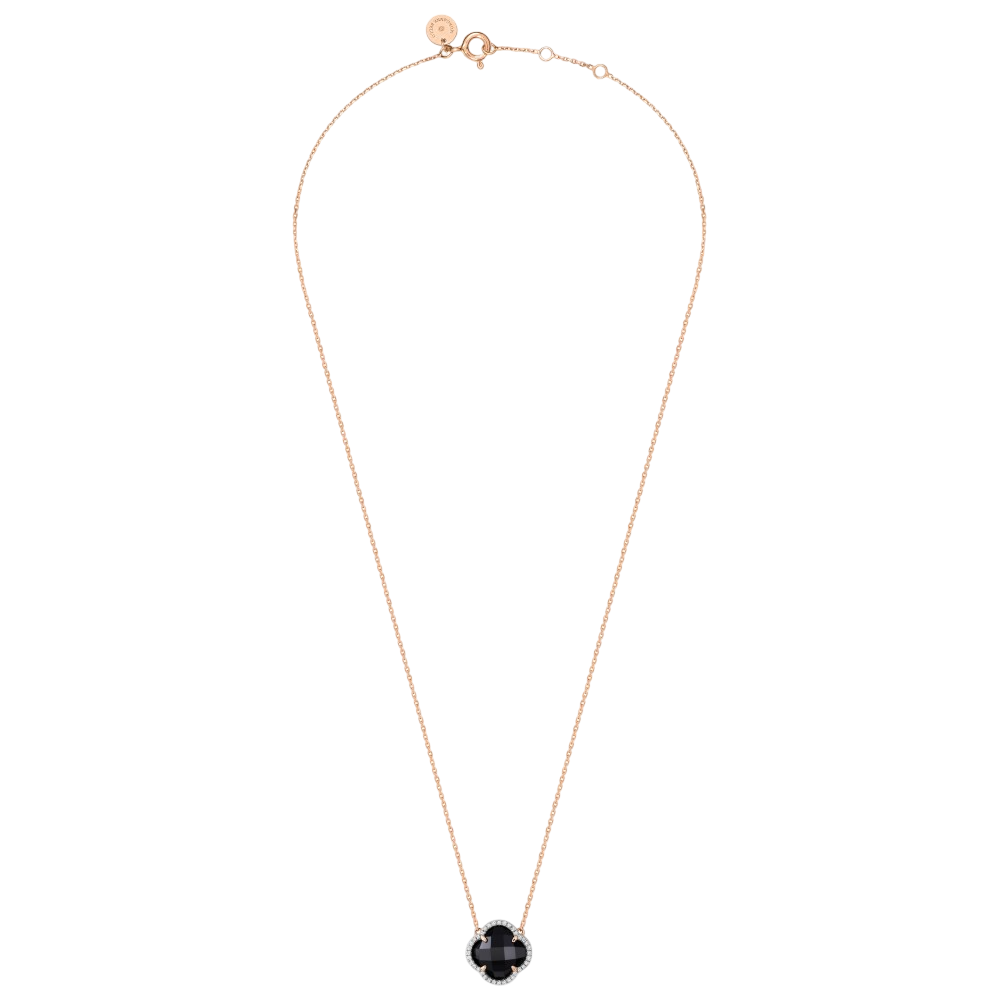 Collier, Onyx, Diamants, Or Rose