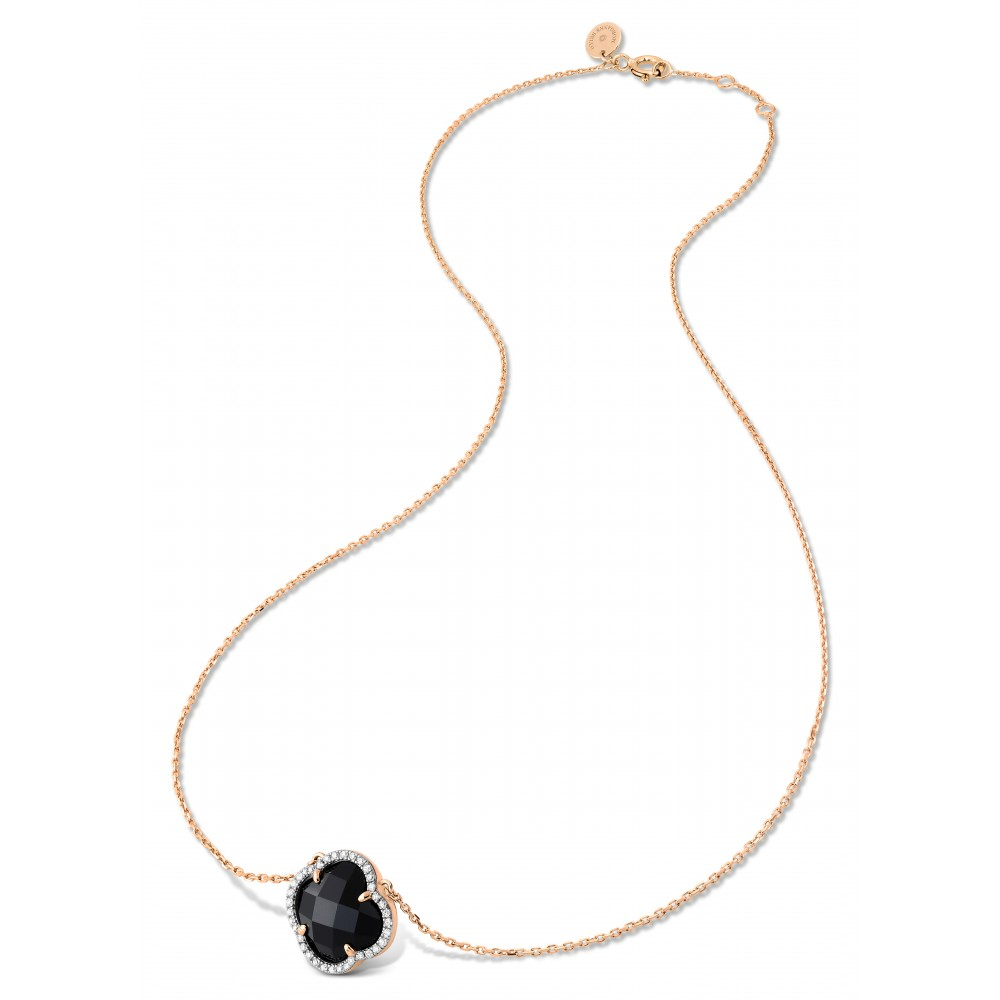 Collier, Onyx, Diamants, Or Rose