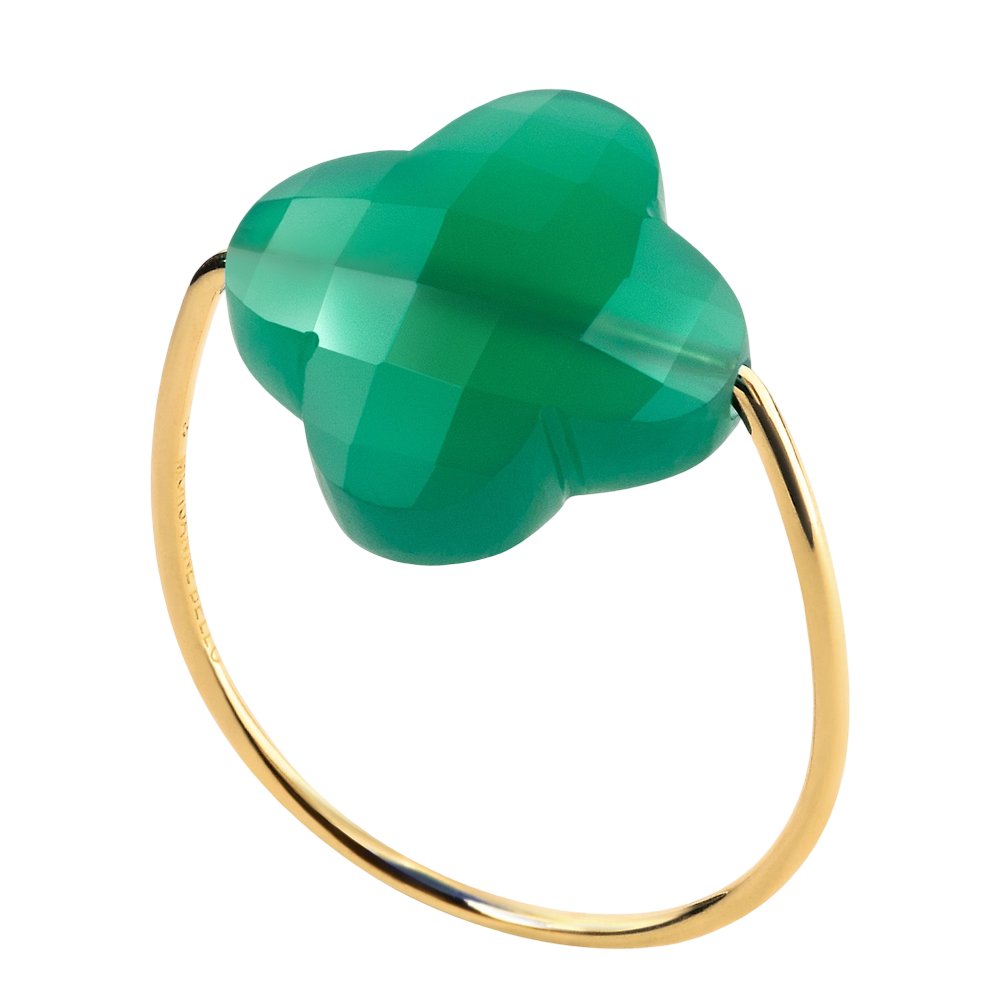 Bague, Agate Verte, Or Jaune
