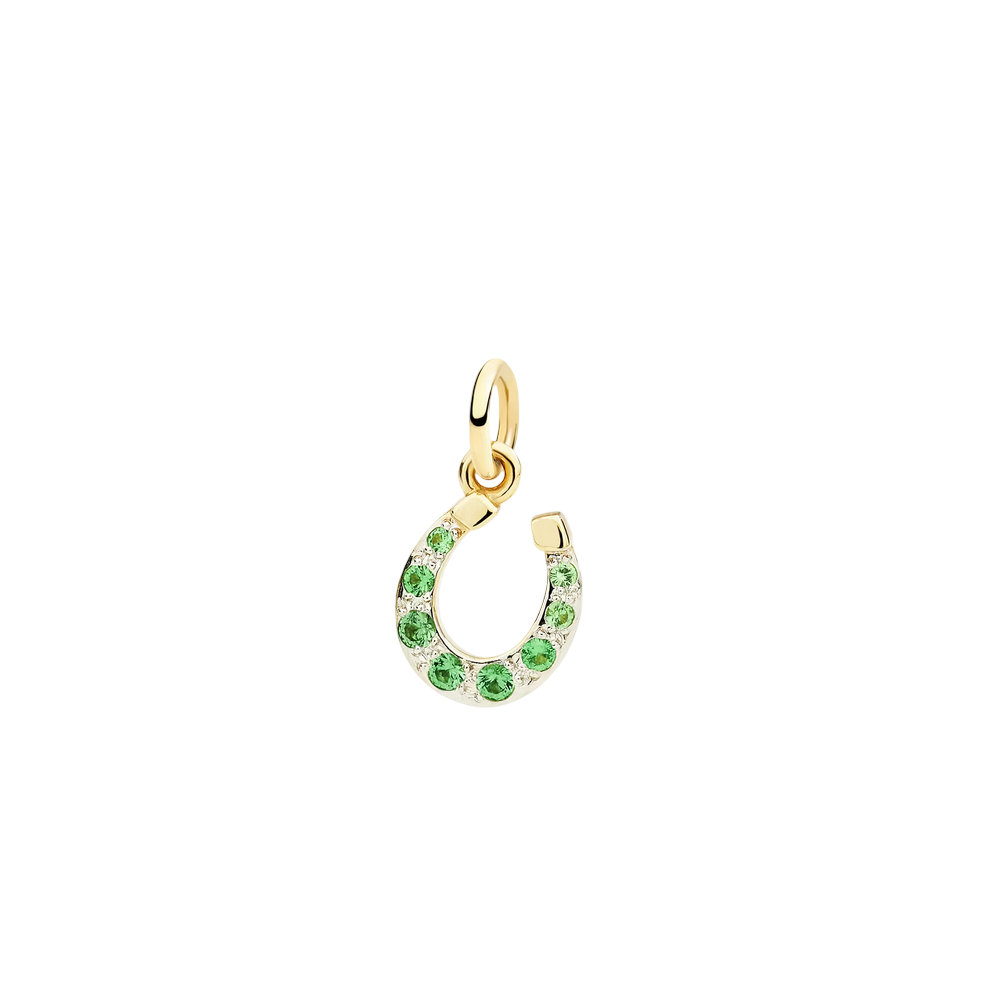 Pendentif Fer À Cheval Or Jaune Et Tsavorites