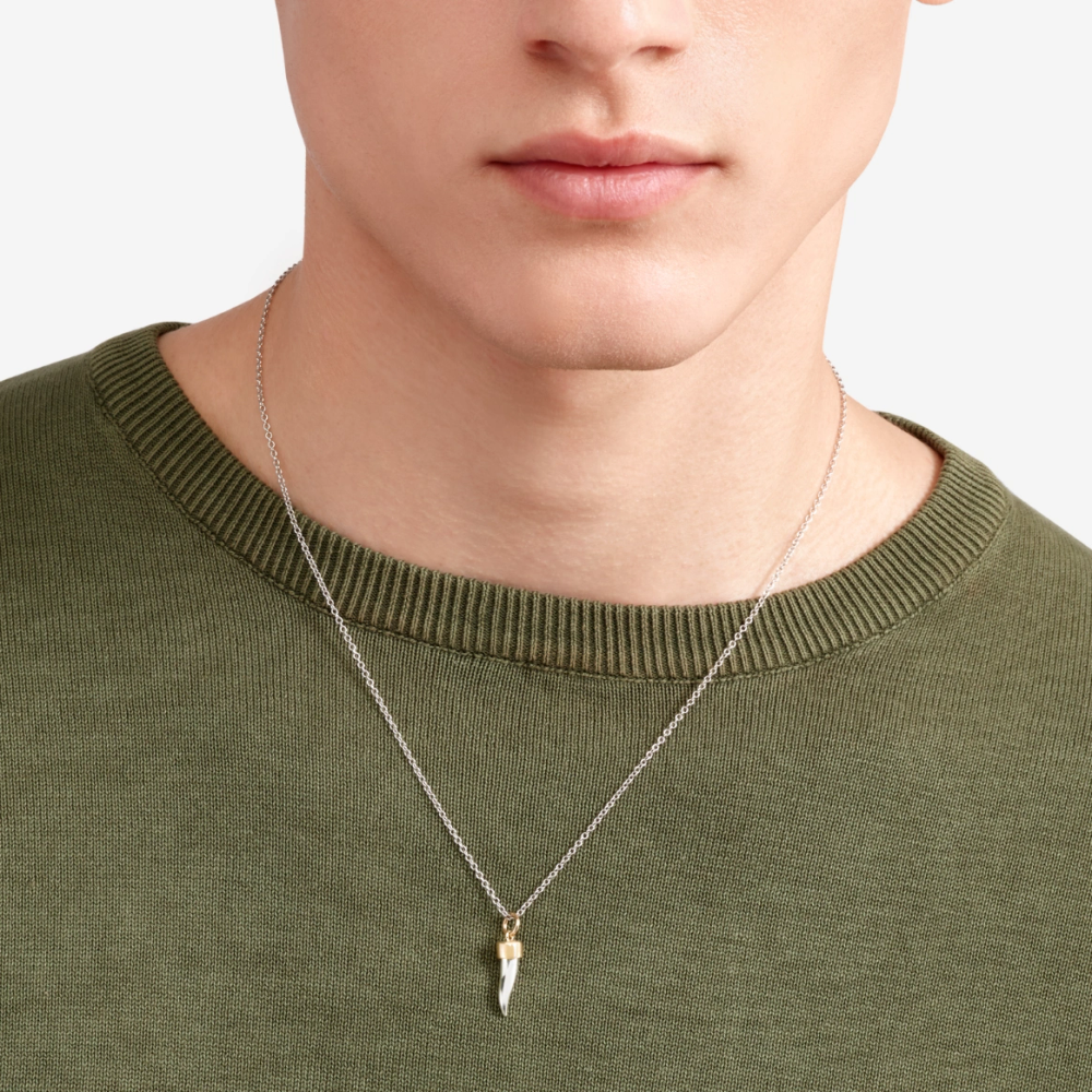 Pendentif Corne Or Jaune Et Argent